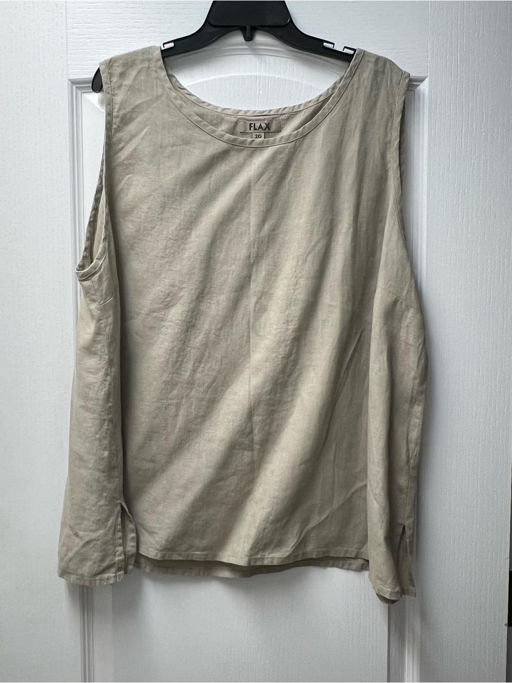 Flax Sleeveless Lightweight Linen Oatmeal Top Sz 2XL
